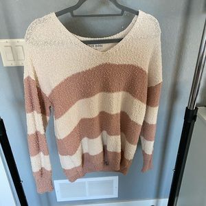 Mauve & cream striped sweater